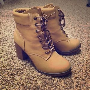 High heel combat boots